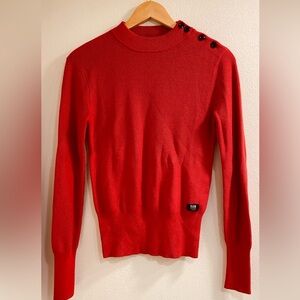 G-Star Women's Red Crew Neck Sweater with Button Detail size XS